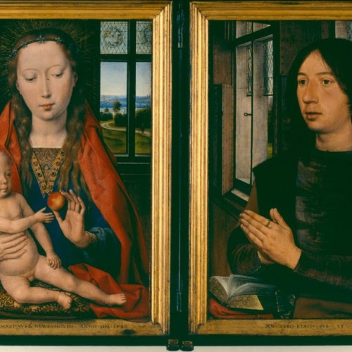 Tweeluik met Onze-Lieve-Vrouw en Maarten Van Nieuwenhove, Hans Memling, 1487
