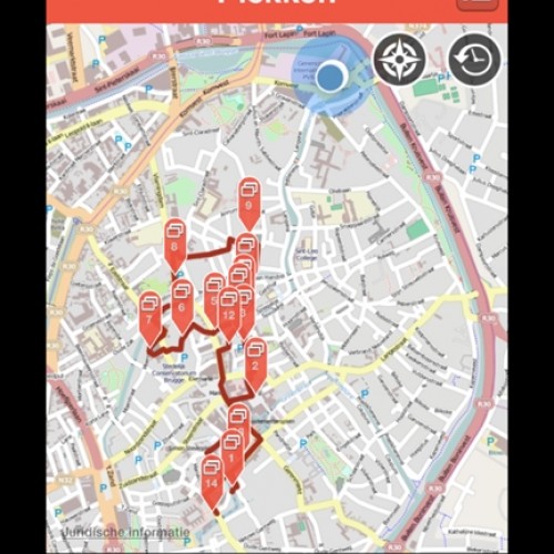 kaart uit app Xplore Bruges